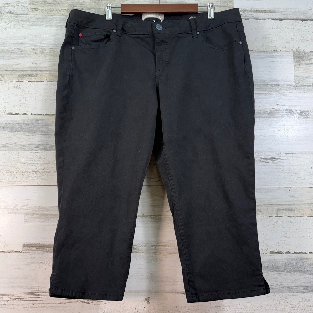 Slink Jeans Black Curvy Fit Crop Capri Pants Side Slit Size 20 Summer Casual